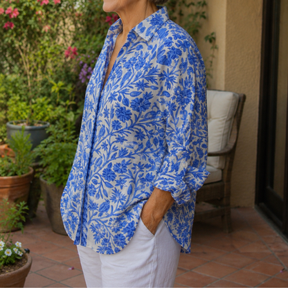 GRAZIELLA – Blusa Floreale con Scollo a V