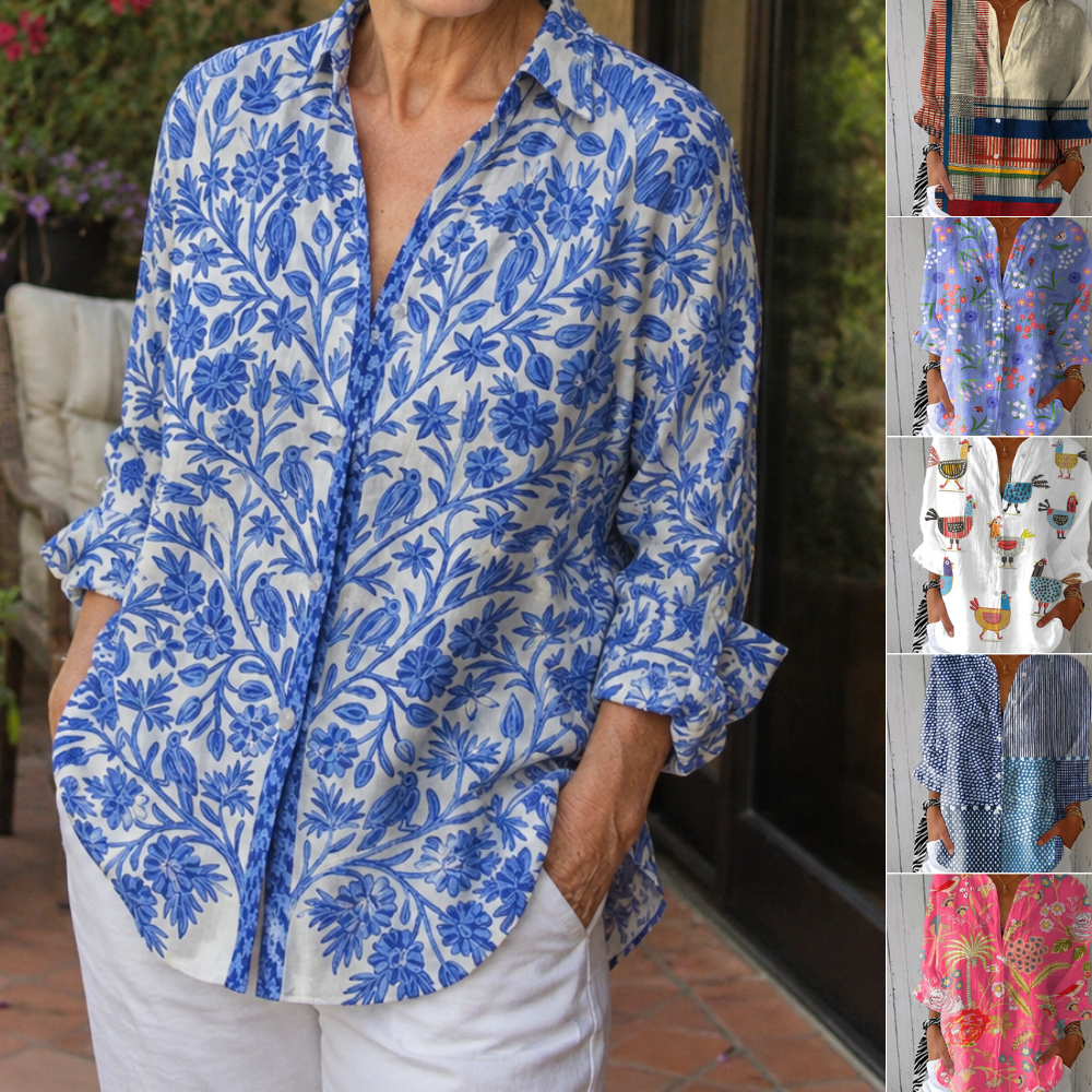 GRAZIELLA – Blusa Floreale con Scollo a V