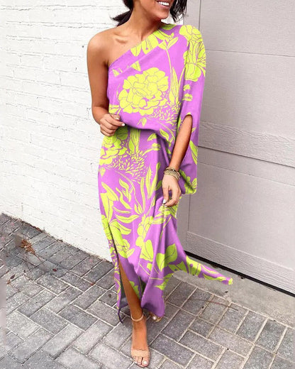 Lilian - One-Shoulder Floral Maxi Dress