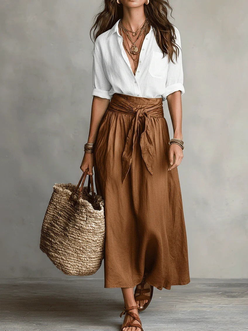 ELETTRA – Completo Elegante Camicia e Gonna Midi