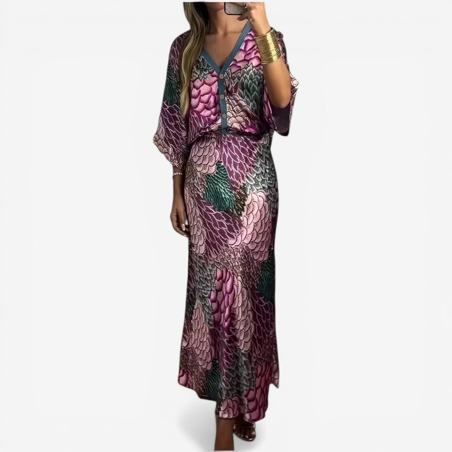 Kristina™ Abito midi stampato fluido