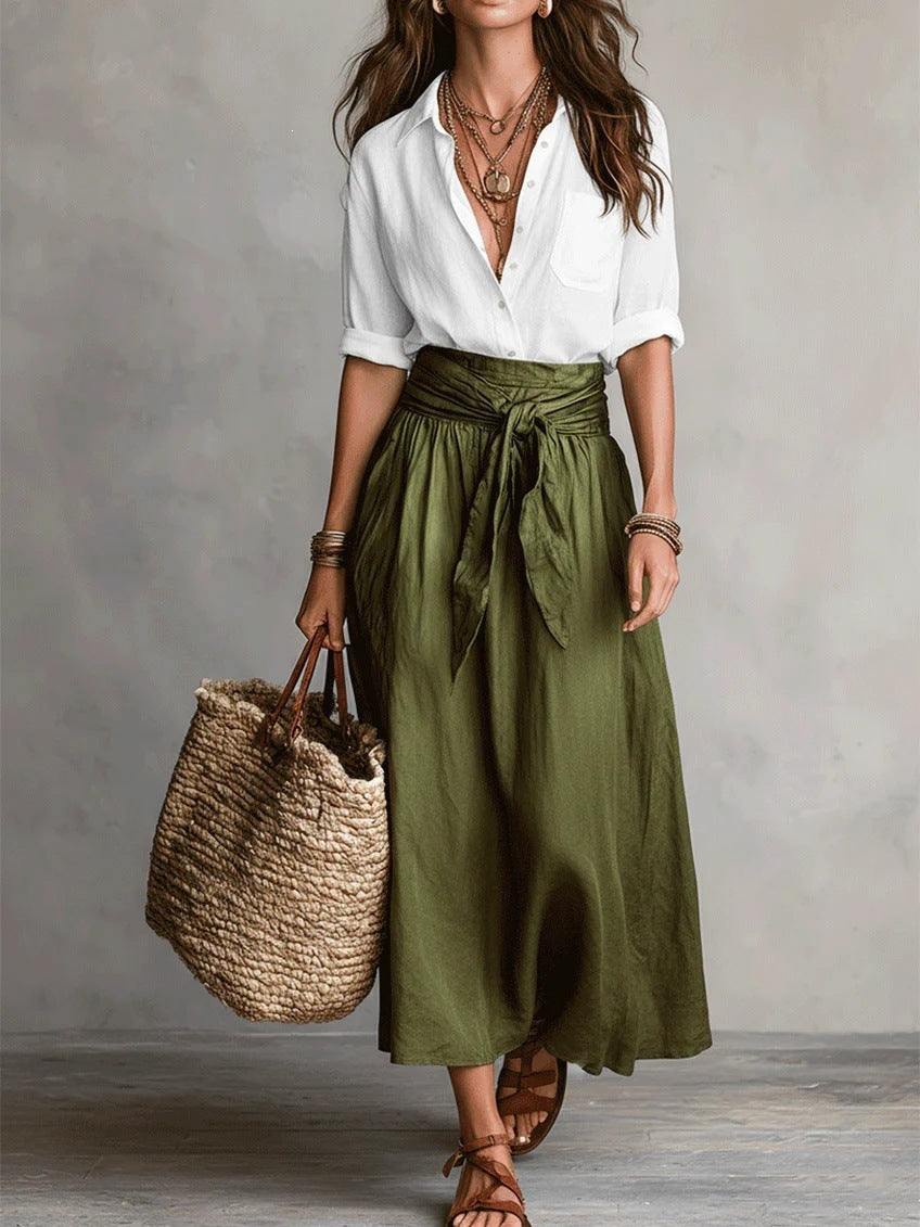 ELETTRA – Completo Elegante Camicia e Gonna Midi