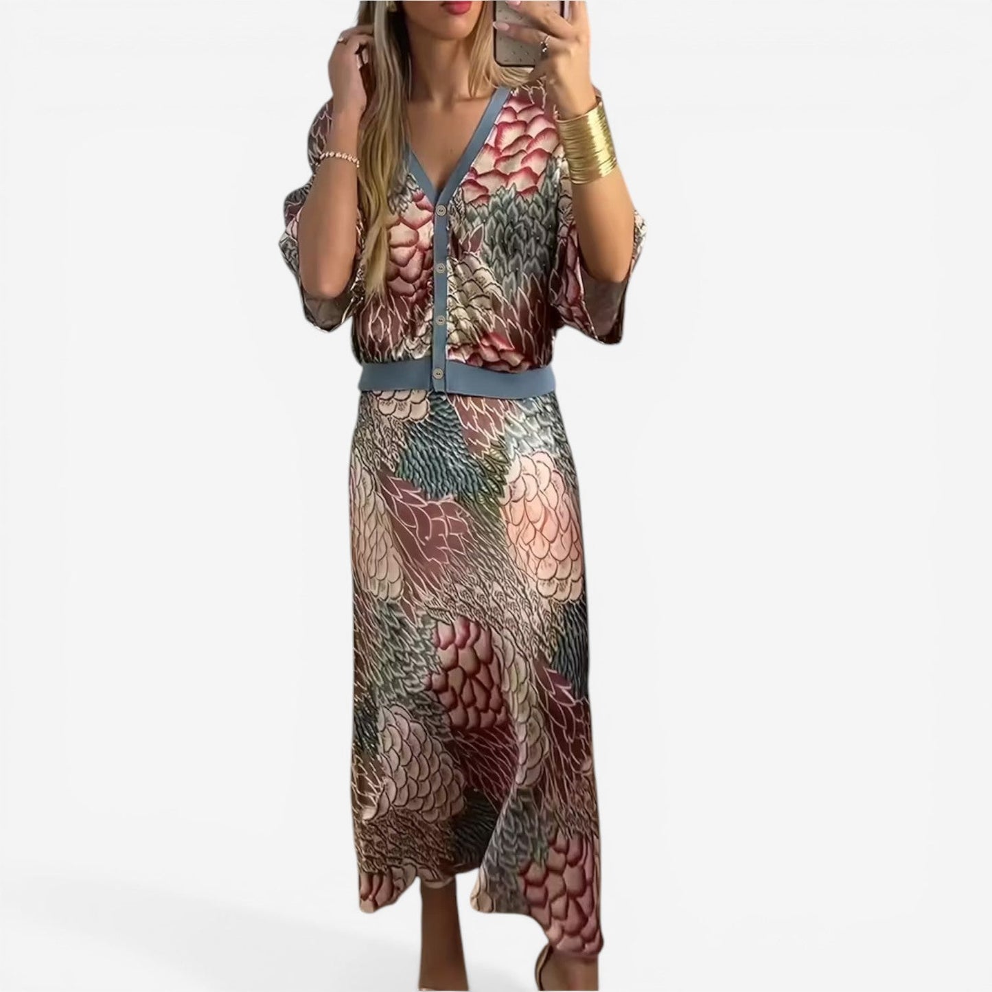 Kristina™ Abito midi stampato fluido