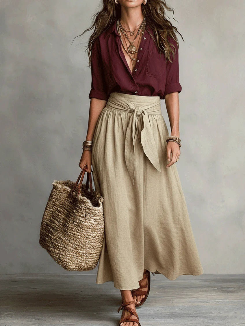 ELETTRA – Completo Elegante Camicia e Gonna Midi