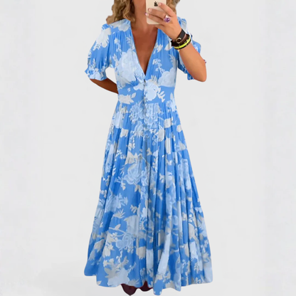 CE - Minelda | Elegant Floral V-neck Dress