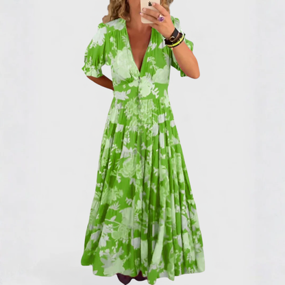 CE - Minelda | Elegant Floral V-neck Dress