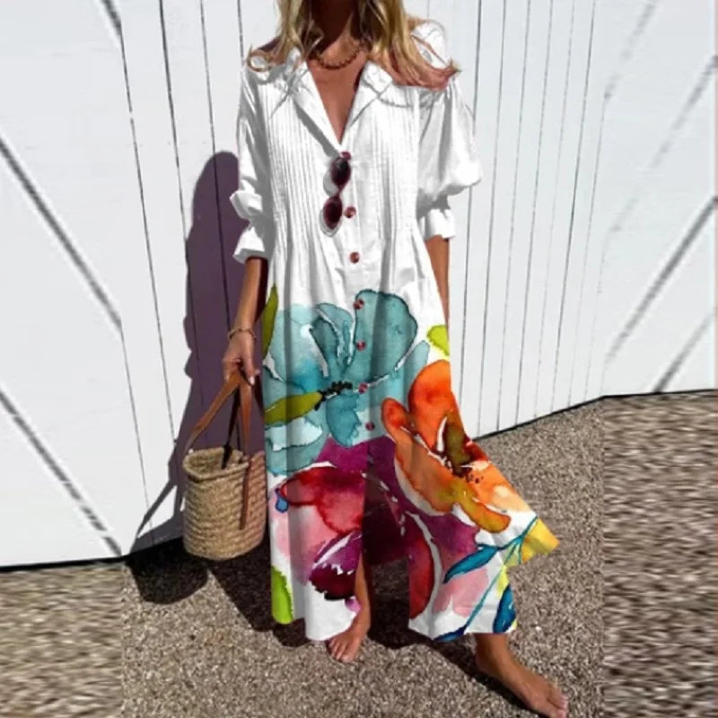 Romy - Boho Puff Sleeve Maxi Dress
