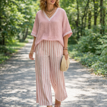 CE - Alira Striped Linen Duo Set