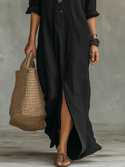 GINEVRA – Abito Maxi Chemisier Elegante