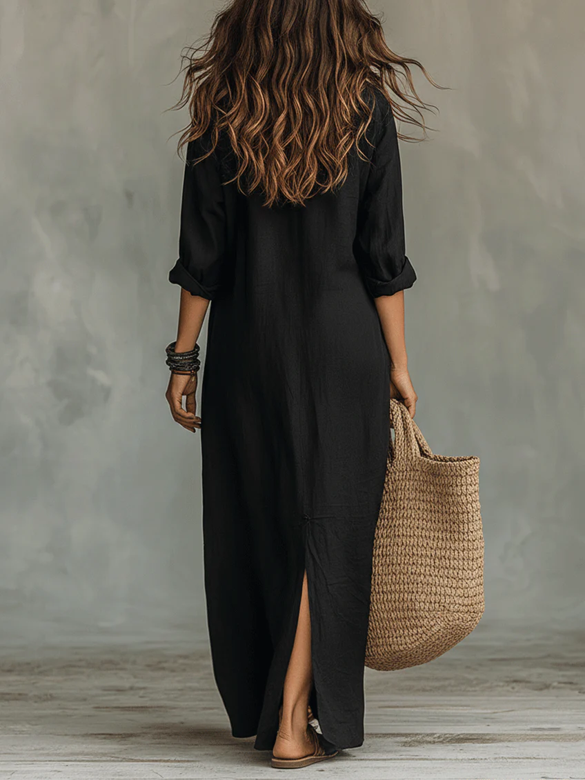 GINEVRA – Abito Maxi Chemisier Elegante
