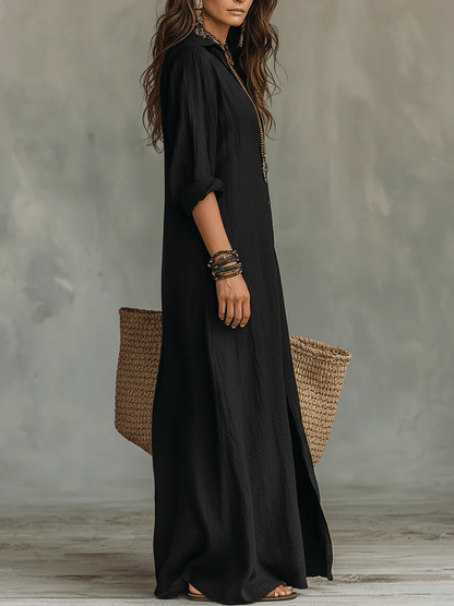 GINEVRA – Abito Maxi Chemisier Elegante