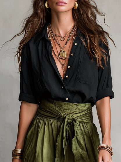 ELETTRA – Completo Elegante Camicia e Gonna Midi
