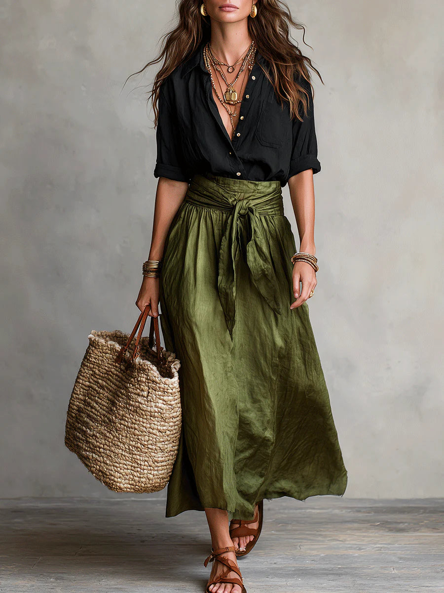 ELETTRA – Completo Elegante Camicia e Gonna Midi