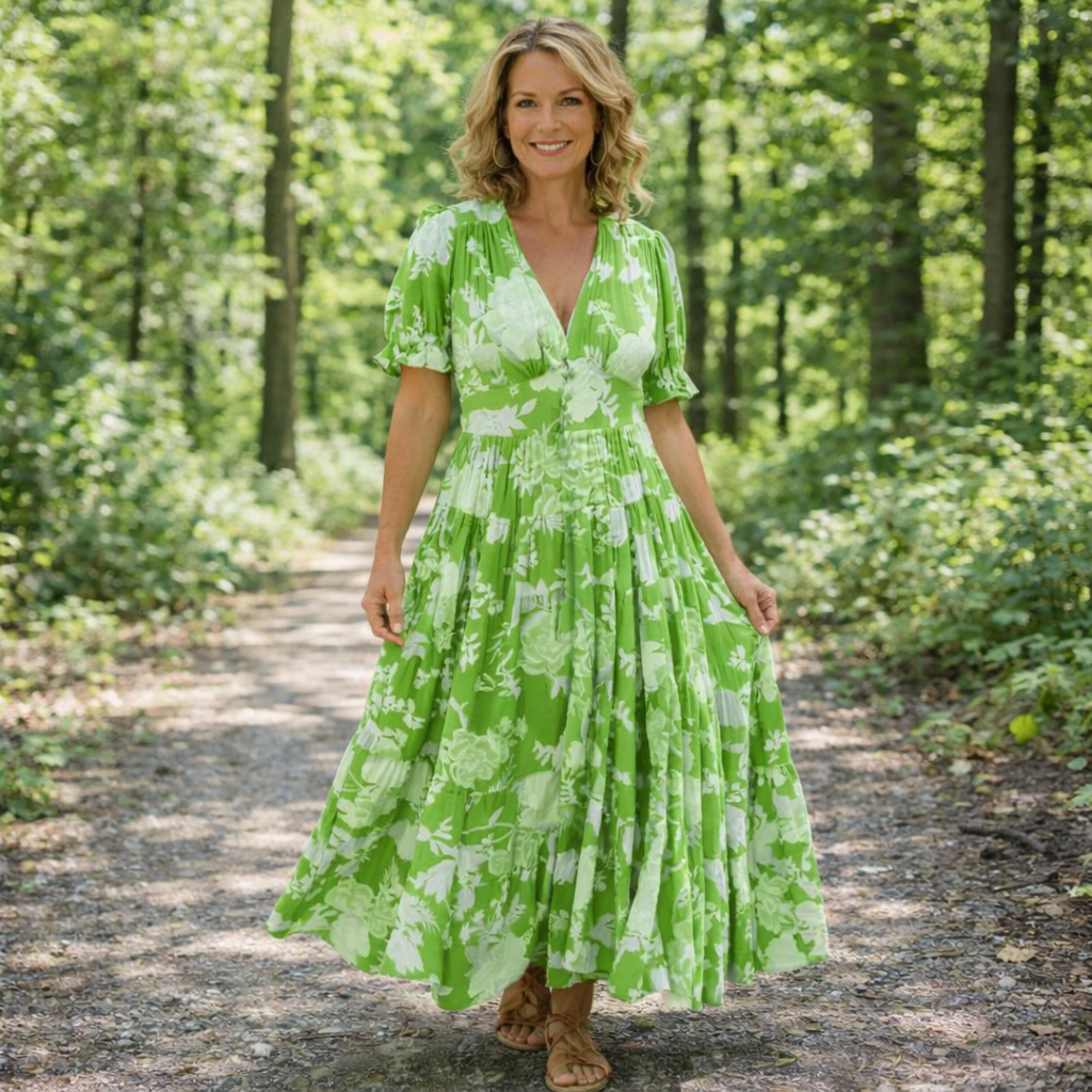 CE - Minelda | Elegant Floral V-neck Dress