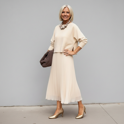 Emmie™ Elegant Two-Piece Set | Effortless Knit Layered Dress Set