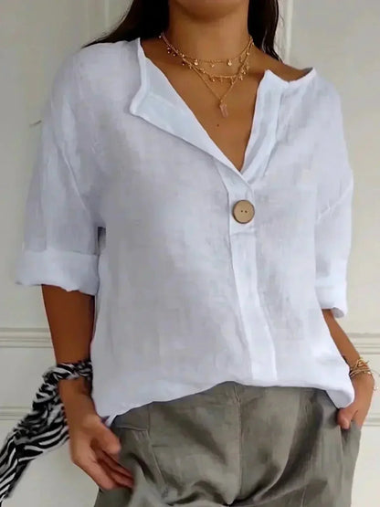 LIVIANA – Blusa in Lino con Scollo a V
