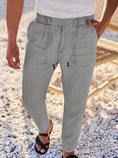NICHOLS - WIDE LEG LINEN PANTS WITH DRAWSTRING