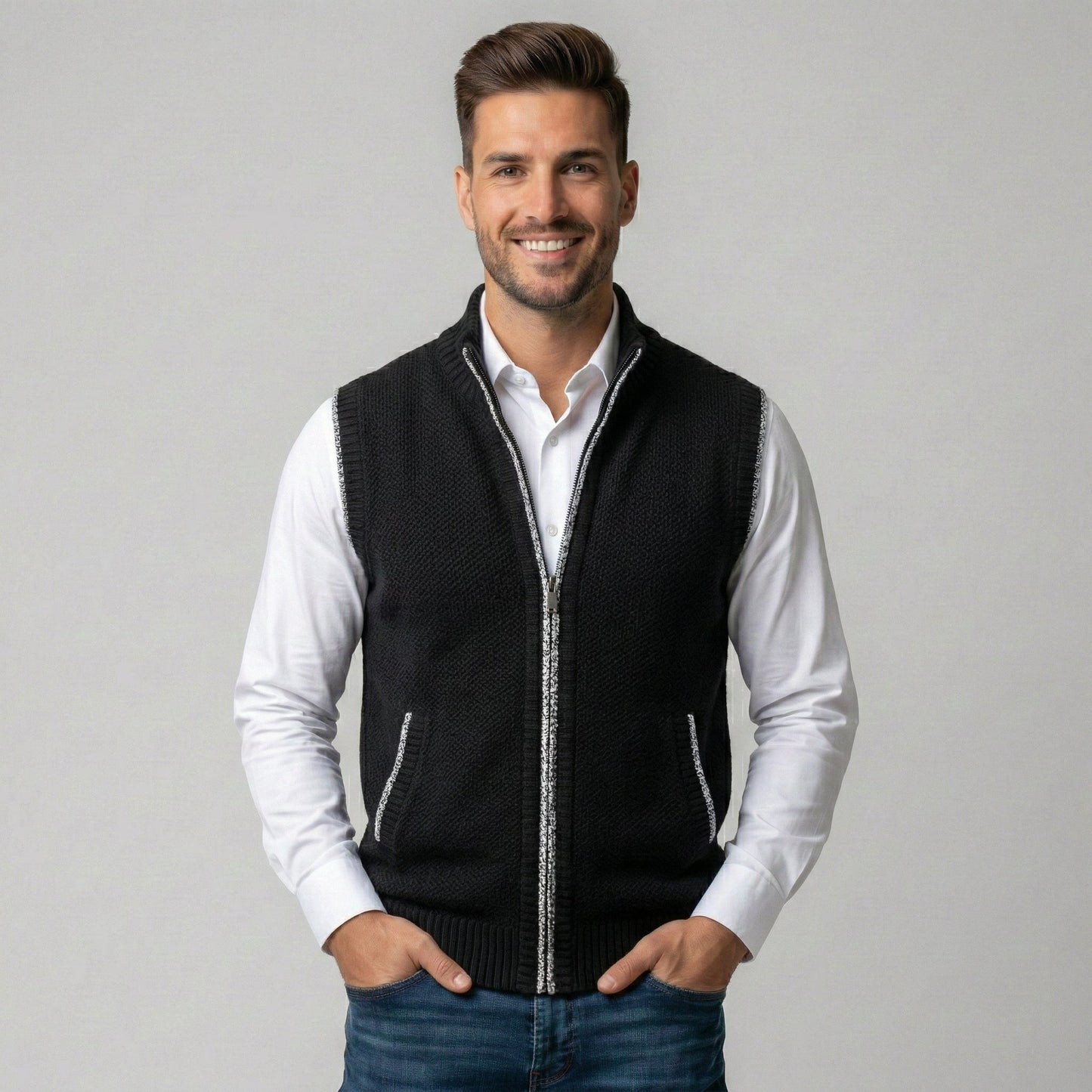 DONATO | GILET IN MAGLIA CON CERNIERA