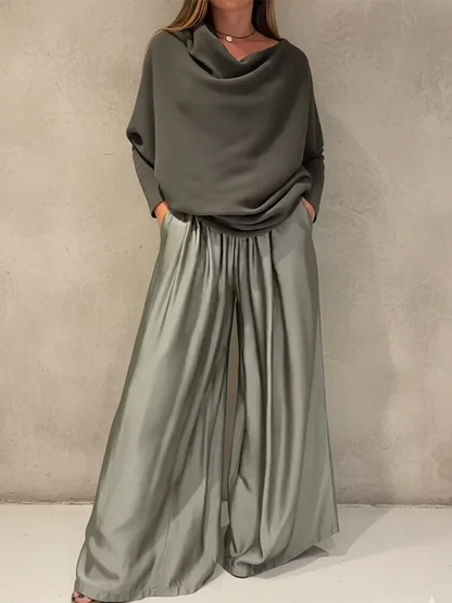 Georgina™ Elegant Off-Shoulder Set | Modern Sophistication with an Impeccable Drape