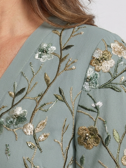 CE - Evade | Floral V Neck Short Sleeve Maxi Dress