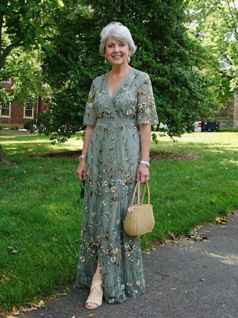 CE - Evade | Floral V Neck Short Sleeve Maxi Dress