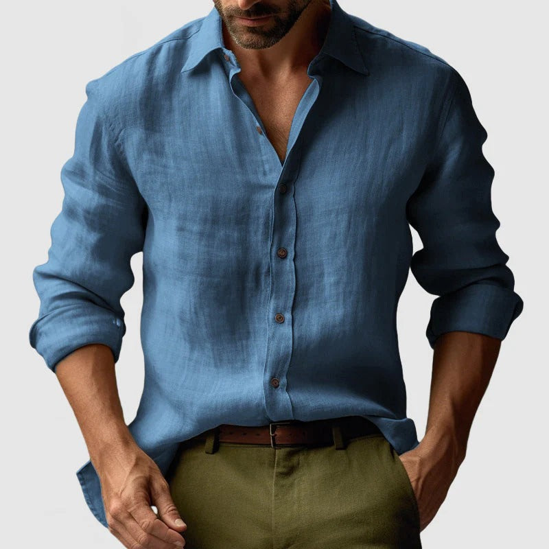 NOLAN - LONG SLEEVE LINEN SHIRT FOR MEN