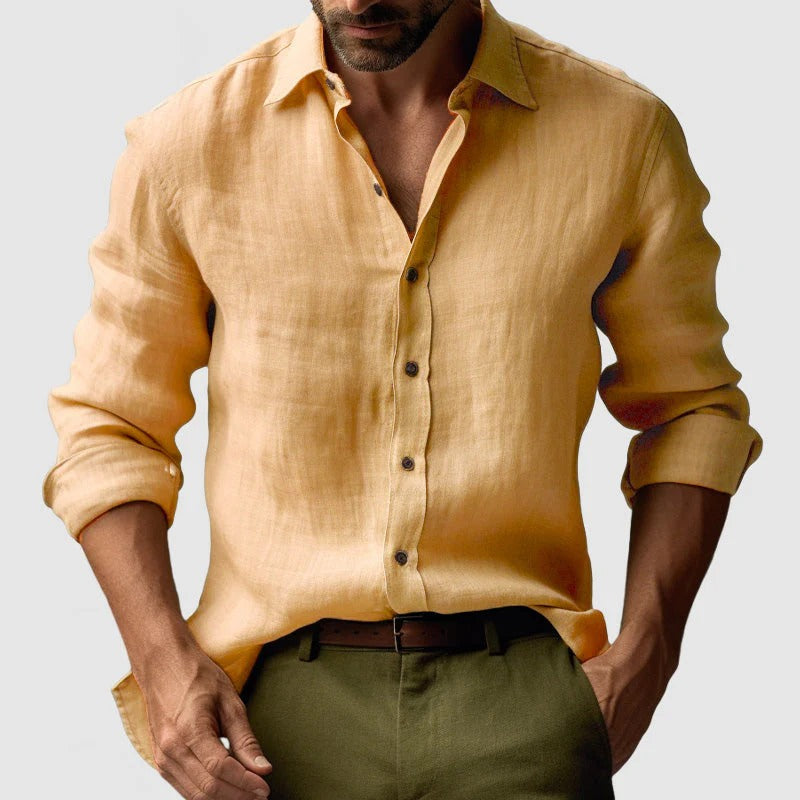 NOLAN - LONG SLEEVE LINEN SHIRT FOR MEN