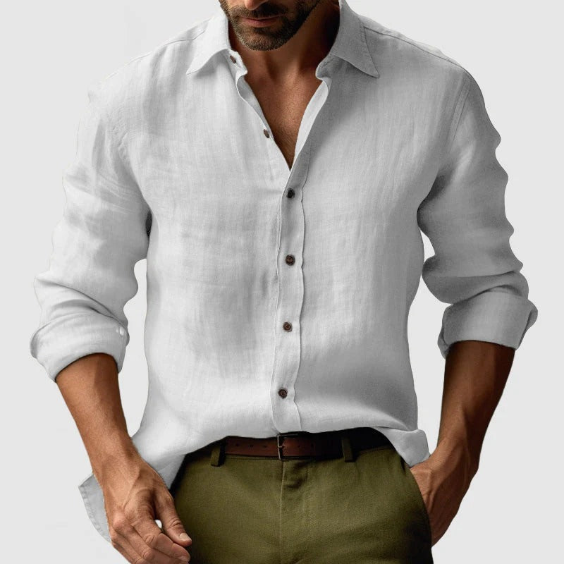 NOLAN - LONG SLEEVE LINEN SHIRT FOR MEN