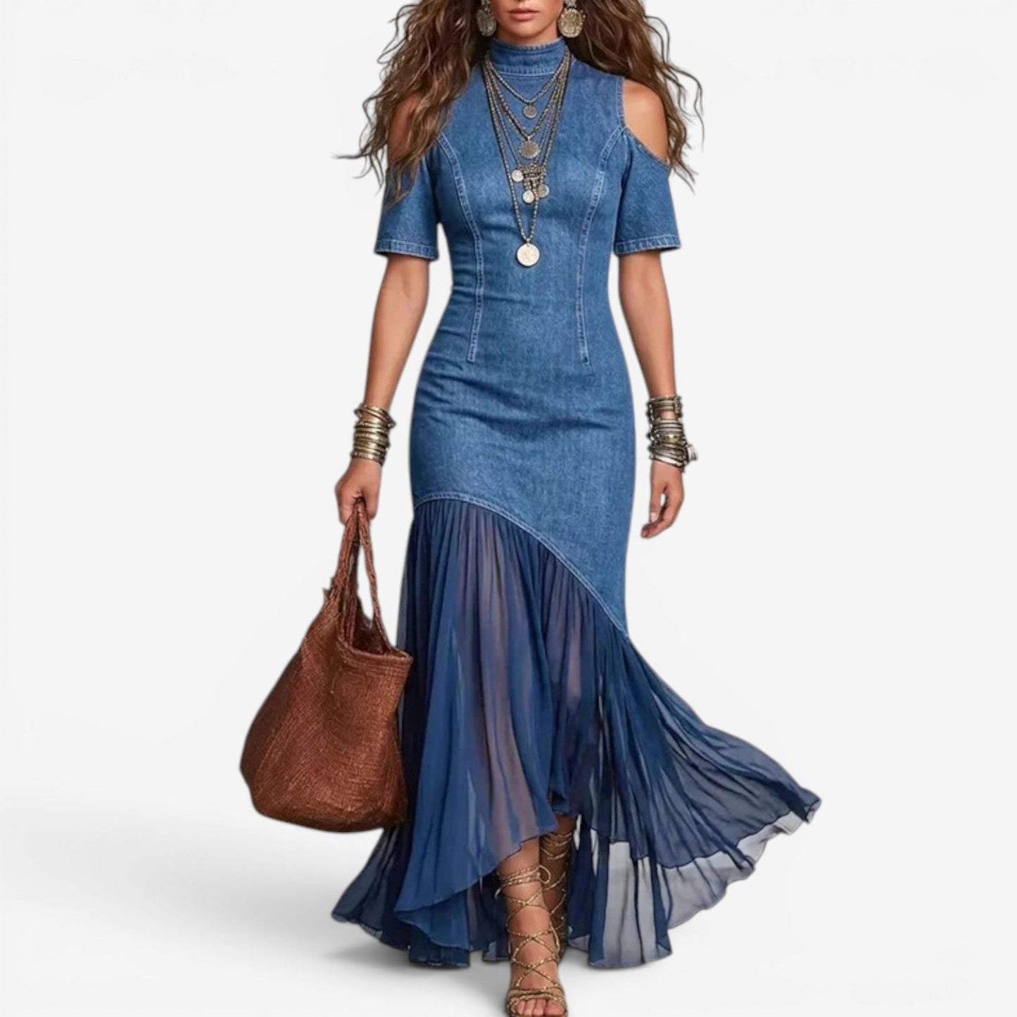GIADA – Abito Denim & Chiffon