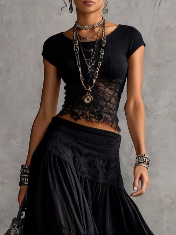 VALENTINA – Completo Elegante in Pizzo e Plissé