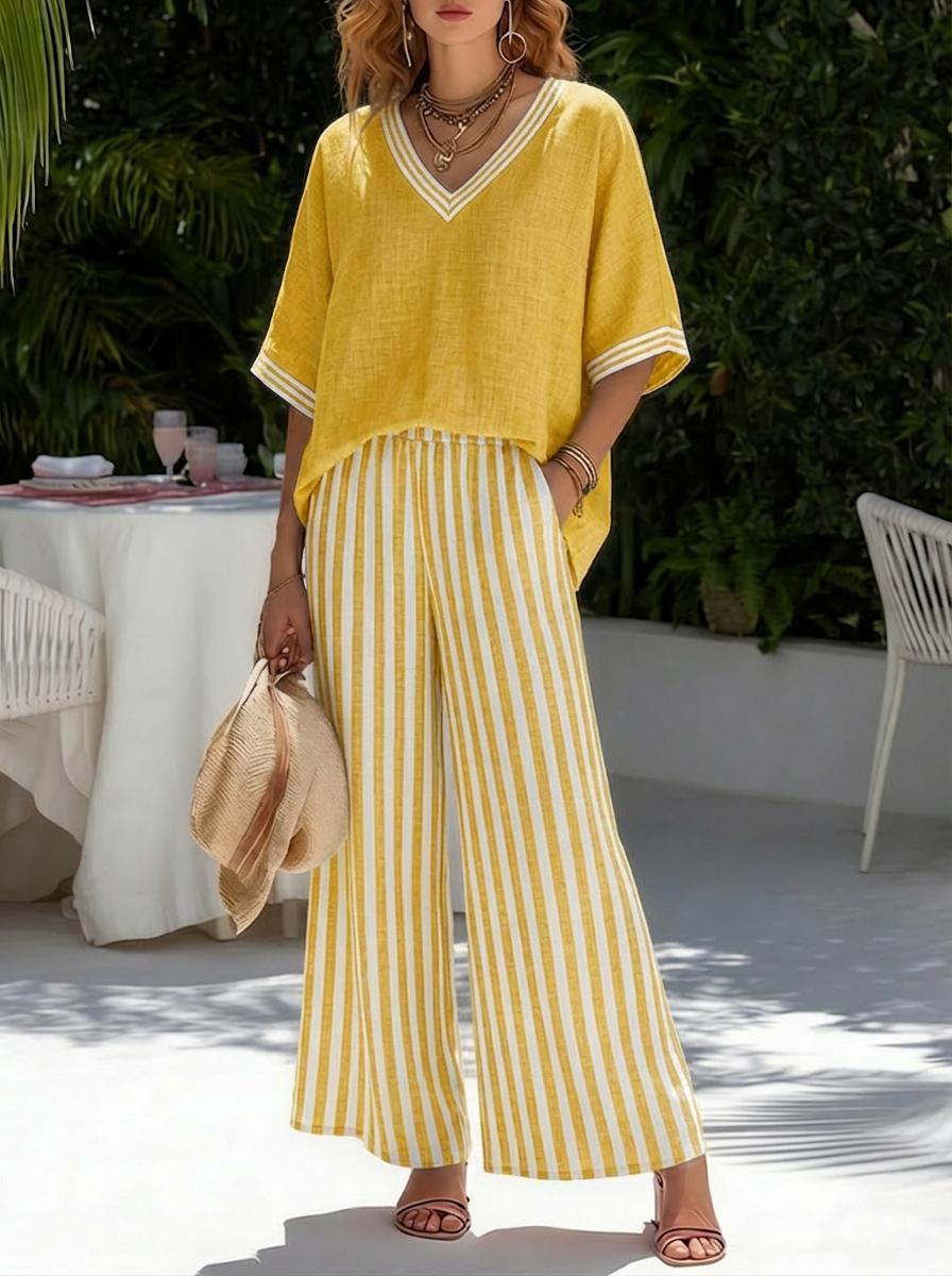 CE - Alira Striped Linen Duo Set