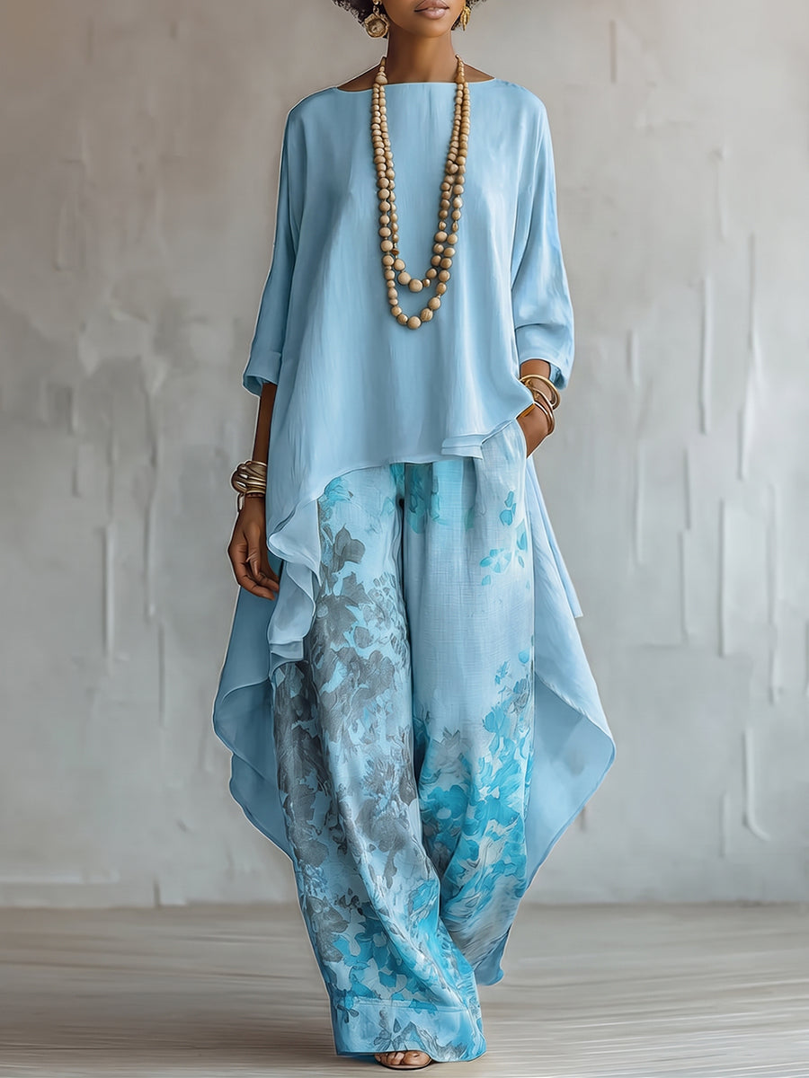 AZZURRA – Completo Elegante Floreale