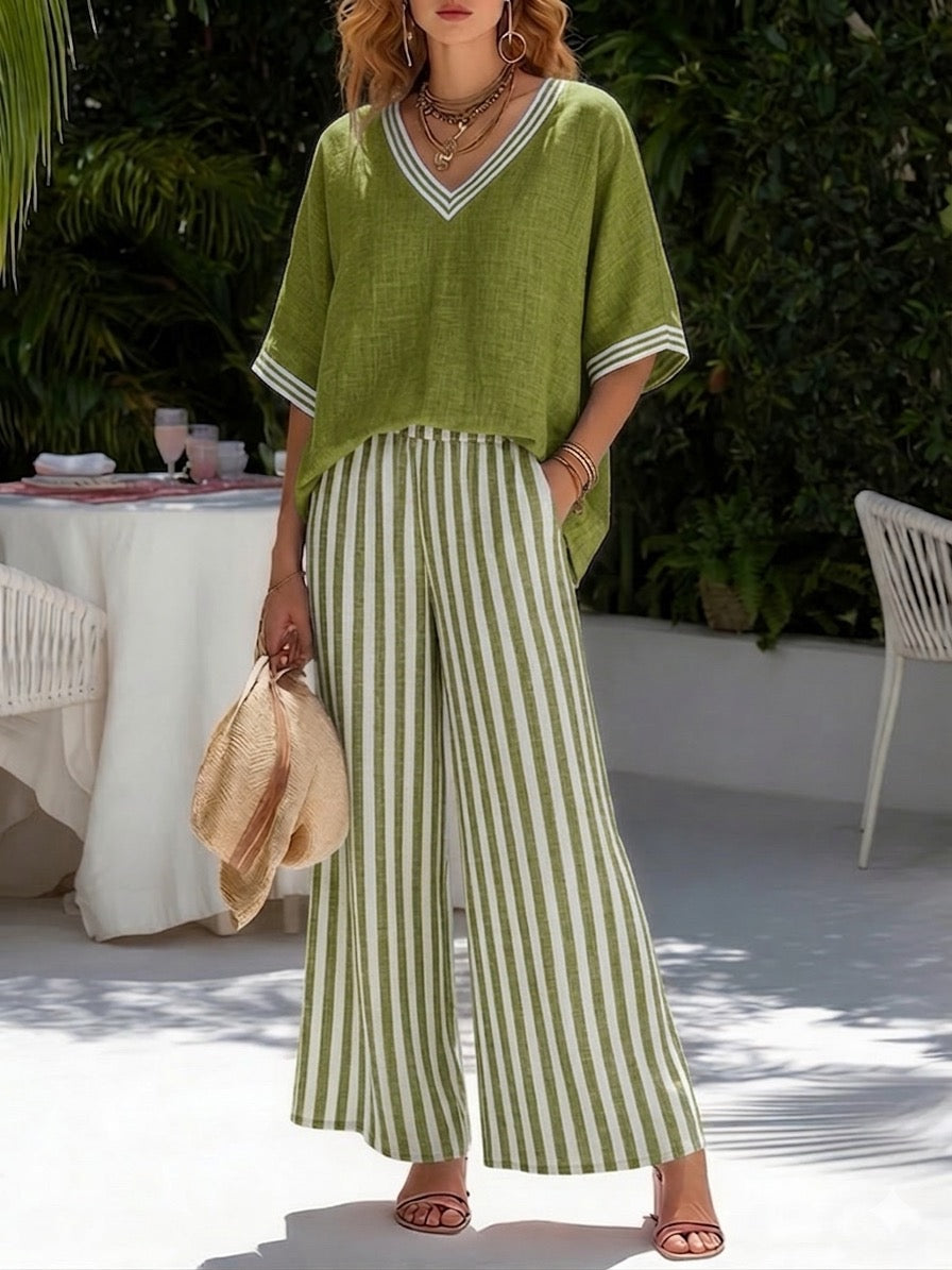 CE - Alira Striped Linen Duo Set