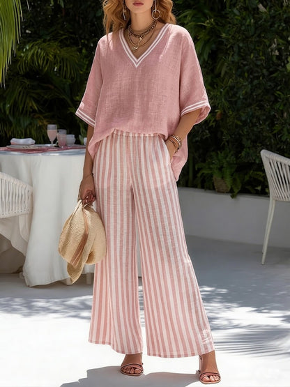 CE - Alira Striped Linen Duo Set