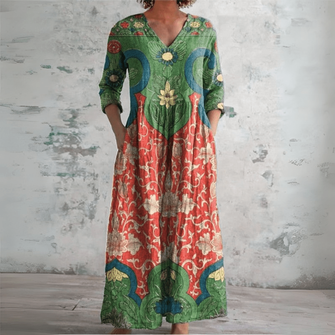 ADELINA – Abito Maxi Floreale Vintage
