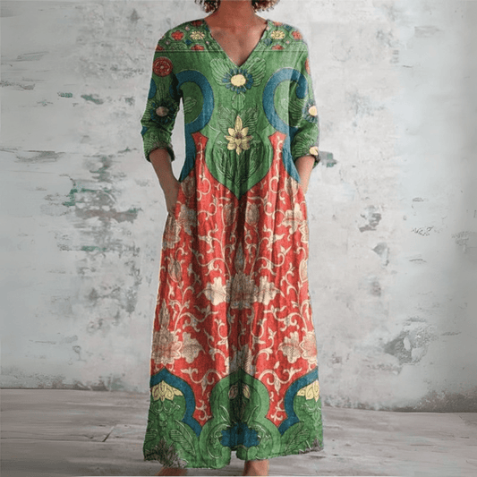 ADELINA – Abito Maxi Floreale Vintage